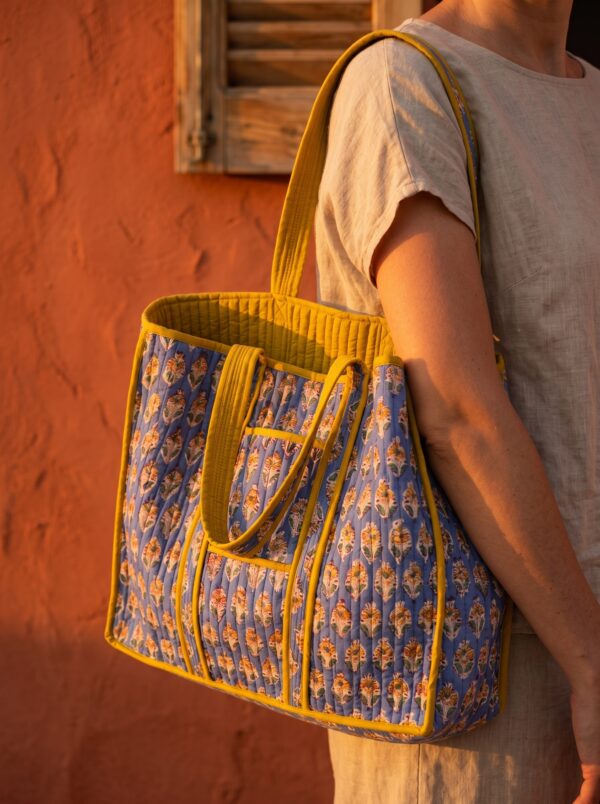 Block&Bloom - Sunflower Darbar Quilted Tote Bag