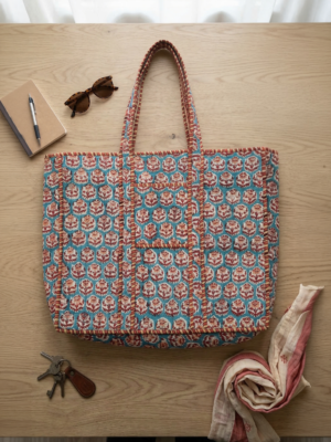 Block&Bloom - Peacock Court Quilted Tote Bag