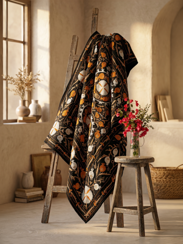 Silk Road - Saffron Harvest Suzani Throw
