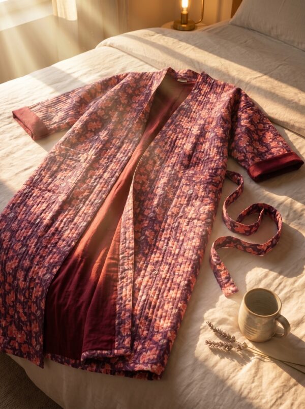 Rang - Plum Lotus Quilted Kimono Robe