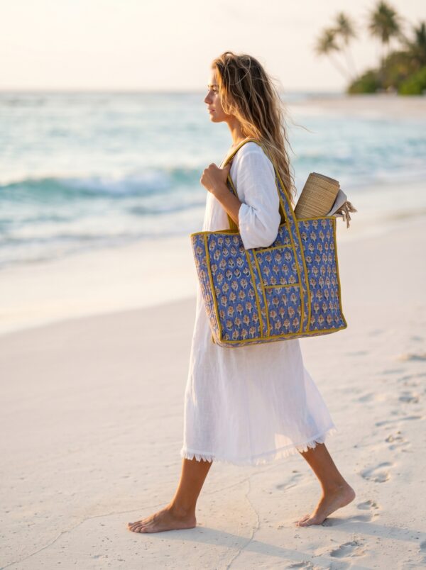 Block&Bloom - Sunflower Darbar Quilted Tote Bag