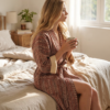 Rang - Rust Geometric Quilted Kimono Robe