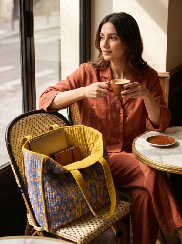Block&Bloom - Sunflower Darbar Quilted Tote Bag