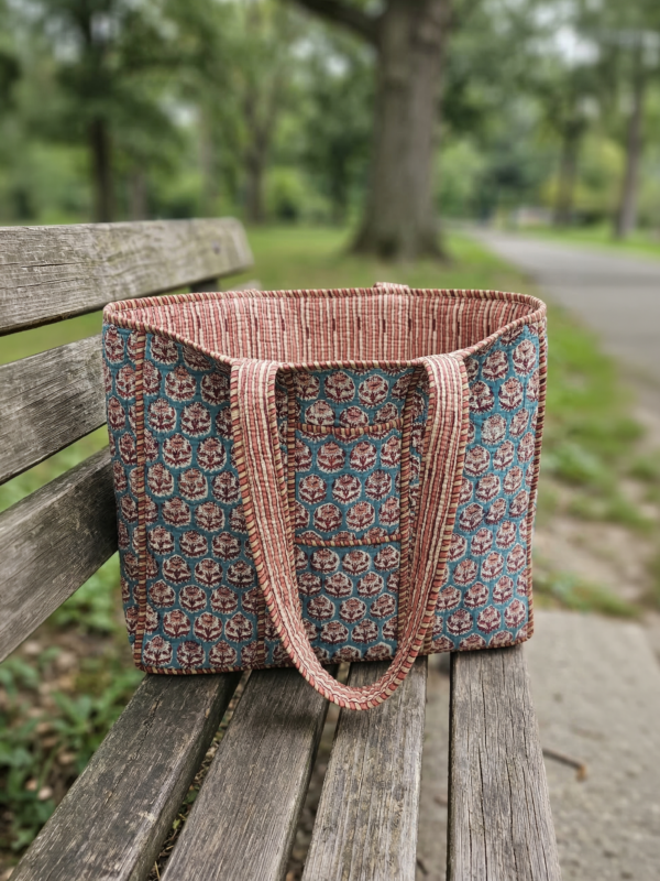 Block&Bloom - Peacock Court Quilted Tote Bag