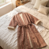 Rang - Rust Geometric Quilted Kimono Robe