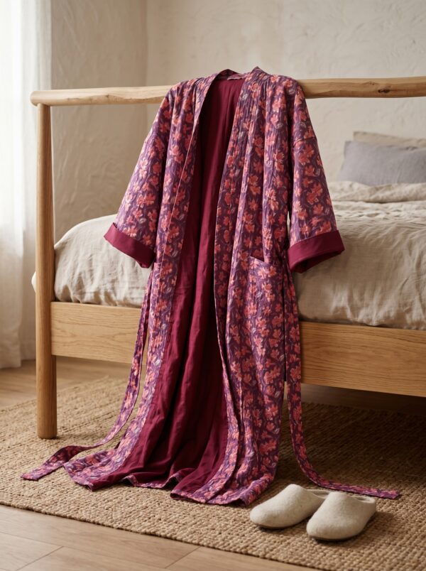 Rang - Plum Lotus Quilted Kimono Robe