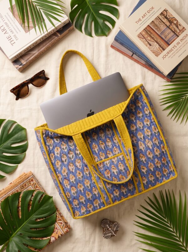 Block&Bloom - Sunflower Darbar Quilted Tote Bag