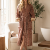 Rang - Rust Geometric Quilted Kimono Robe