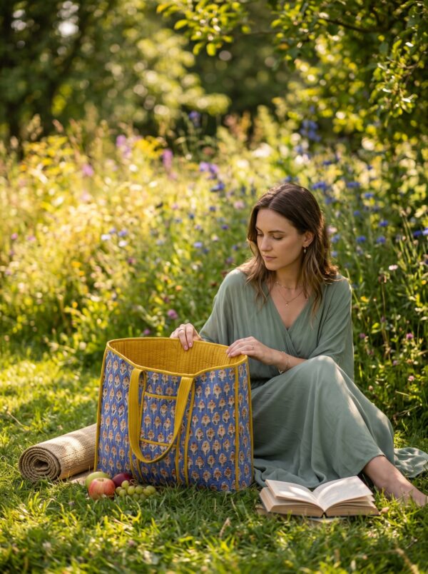 Block&Bloom - Sunflower Darbar Quilted Tote Bag