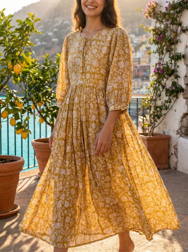 Gulzar - Haldi Midi Cotton Dress