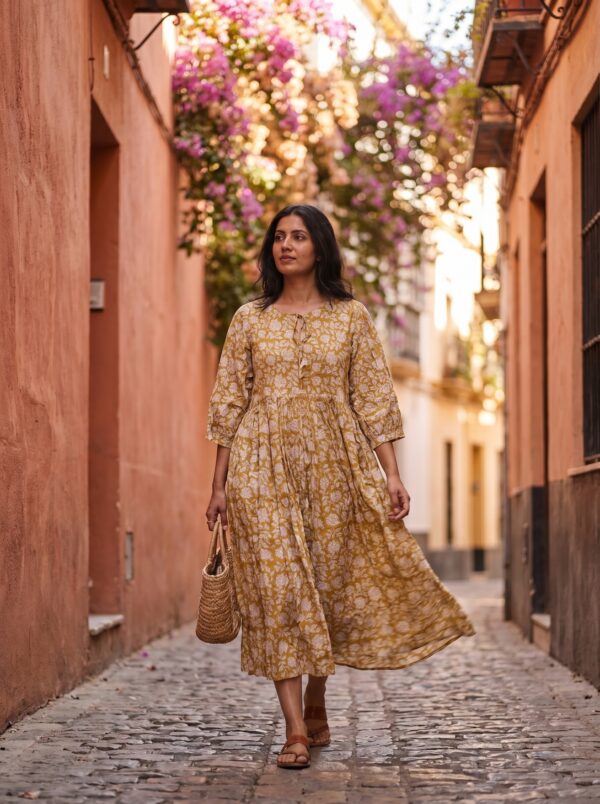 Gulzar - Haldi Midi Cotton Dress