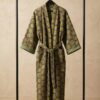 Rang - Olive Peacock Quilted Kimono Robe