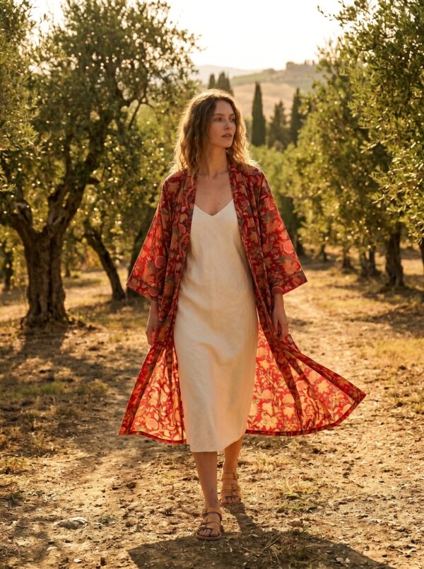 Rang - Red Botanical Kimono Robe
