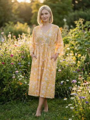 Gulzar - Basanti Midi Cotton Dress