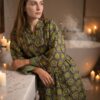 Rang - Olive Peacock Quilted Kimono Robe